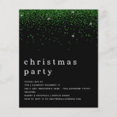 Budget Green Glitzer Weihnachts-Party Black Invite (Vorderseite)