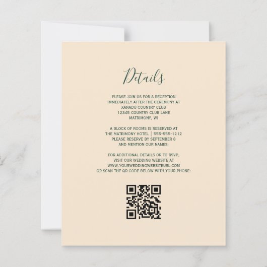 Budget Green Gold Agate Champagne QR Code Hochzeit (Rückseite)