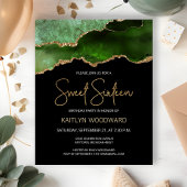 Budget Green Gold Agate Dark Sweet 16 Einladung