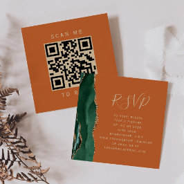 Budget Green Gold Agate Rust Wedding QR Code UAWG Begleitkarte