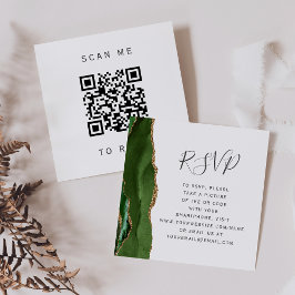 Budget Green Gold Agate Wedding QR Code UAWG Begleitkarte