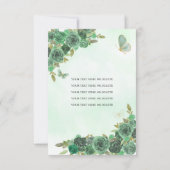 Budget Green Gold Floral Princess Quinceañera Mitteilungskarte (Rückseite)