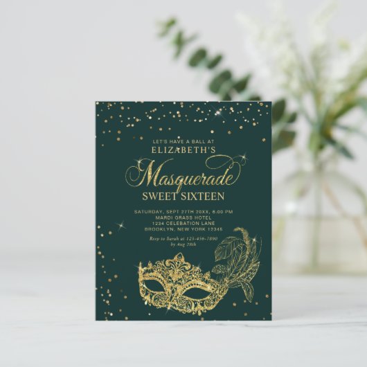 BUDGET Green Gold Glitzer Masquerade Sweet 16 (Stehend Vorderseite)