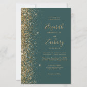 Budget Green Gold Glitzer QR Code Hochzeit Einladu (Vorderseite)