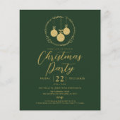 Budget Green Gold Glitzer Weihnachtseinladung Flyer (Vorne)