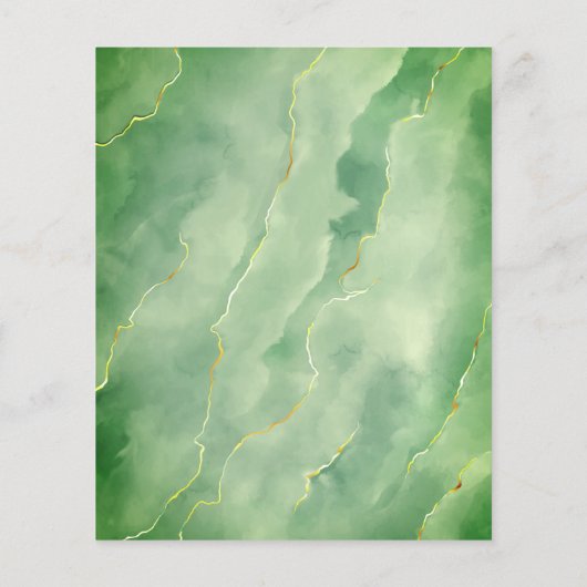 Budget Green Gold Marmor Wedding Menü (Hinten)