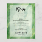 Budget Green Gold Marmor Wedding Menü (Vorne)