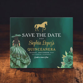 Budget Green Gold Quinceanera Save the Date