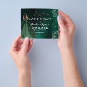 Budget Green Gold Quinceanera Save the Date Flyer (Gruppe)