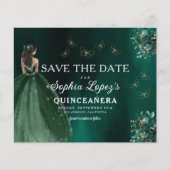 Budget Green Gold Quinceanera Save the Date Flyer (Vorne)