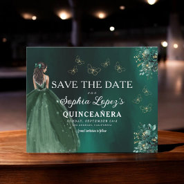Budget Green Gold Quinceanera Save the Date Flyer