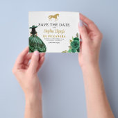 Budget Green Gold Quinceanera Save the Date Flyer (Gruppe)