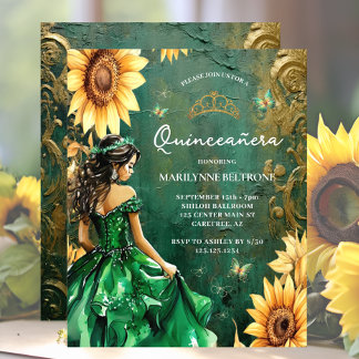 Budget Green Gold Sonnenblumen Prinzessin Quinceañ