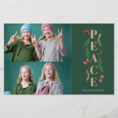 Budget Green Holry Berry Peace Foto Holiday Card (Vorderseite)