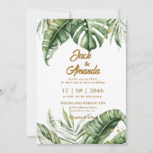 Budget Green Leaf Boho Einladung zur Hochzeit (Vorderseite)