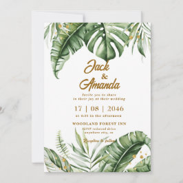 Budget Green Leaf Boho Einladung zur Hochzeit