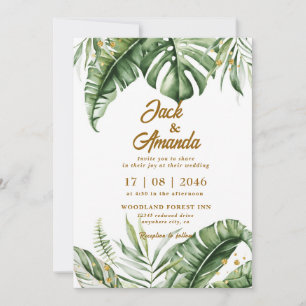 Budget Green Leaf Boho Einladung zur Hochzeit