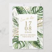 Budget Green Leaf Boho Wedding Save the Date Einladung (Vorderseite)