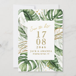 Budget Green Leaf Boho Wedding Save the Date Einladung