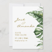Budget Green Leaf Boho Wedding speichern Sie die D Einladung (Vorderseite)