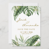 Budget Green Leaf Boho Wedding speichern Sie die D Einladung (Vorderseite)