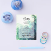 Budget Green Marble Wedding Menu Flyer (Einzeln)