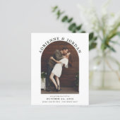 Budget Green Modern Arch Foto Save the Date (Stehend Vorderseite)