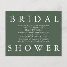 Budget Green Modern Bridal Dusche Einladung