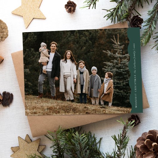 Budget Green Modern Wavy Zwei Fotos Weihnachten