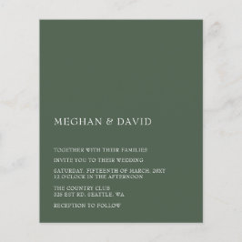 Budget Green Modern Wedding Einladung