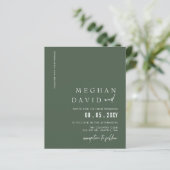 Budget Green Modern Wedding Einladung (Stehend Vorderseite)