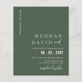 Budget Green Modern Wedding Einladung
