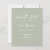 Budget Green Modern Wedding retten das Datum Einla (Vorderseite)