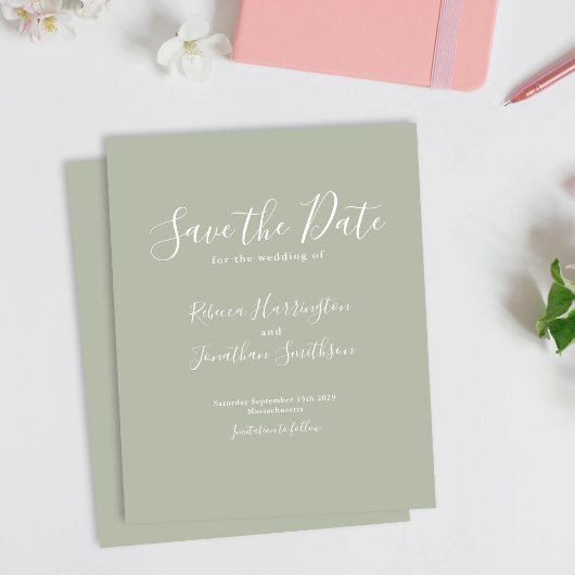 Budget Green Modern Wedding retten das Datum Einla