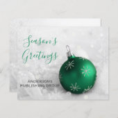 Budget Green Ornament Festive Company Holiday Card (Vorne/Hinten)