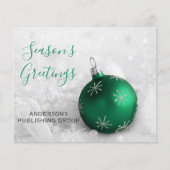 Budget Green Ornament Festive Company Holiday Card (Vorderseite)