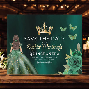 Budget Green Princess Quinceañera Save the Date