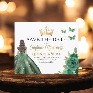 Budget Green Princess Quinceañera Save the Date