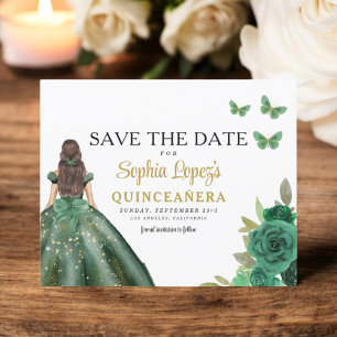 Budget Green Princess Quinceañera Save the Date