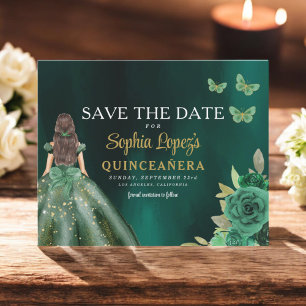 Budget Green Princess Quinceañera Save the Date
