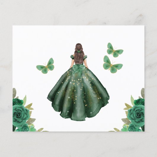 Budget Green Princess Quinceañera Save the Date Flyer (Hinten)