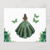 Budget Green Princess Quinceañera Save the Date Flyer (Hinten)
