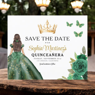 Budget Green Princess Quinceañera Save the Date Flyer
