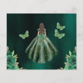 Budget Green Princess Quinceañera Save the Date Flyer (Hinten)