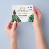 Budget Green Princess Quinceañera Save the Date Flyer (Gruppe)