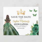 Budget Green Princess Quinceañera Save the Date Flyer (Vorne)