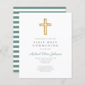 Budget Green Religious Boy Erste Kommunion Sheet (Vorne/Hinten)