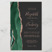 Budget Green Rose Gold Agate Dark QR Code Wedding (Vorderseite)