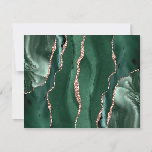 Budget Green Rose Gold Agate Wedding Save the Date (Rückseite)
