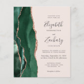 Budget Green Rose Gold Blush Photo Wedding Invite (Vorderseite)